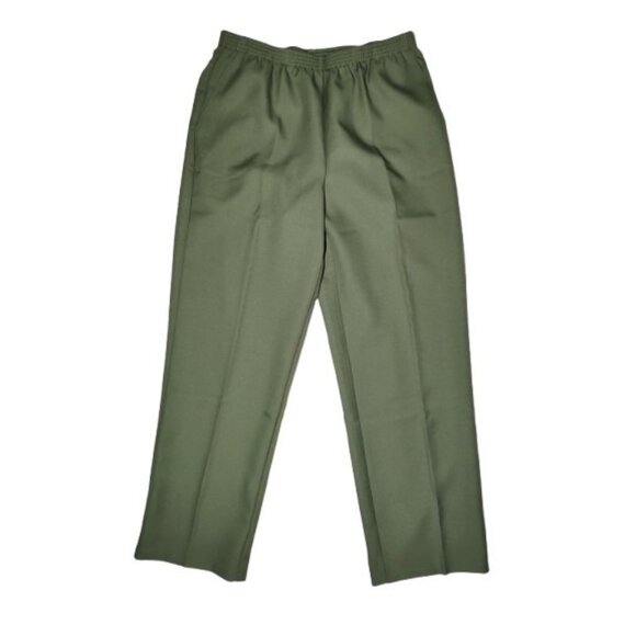 Alfred Dunner Green High Rise Straight Leg Pull On Dress Pants 10 - Picture 1 of 4